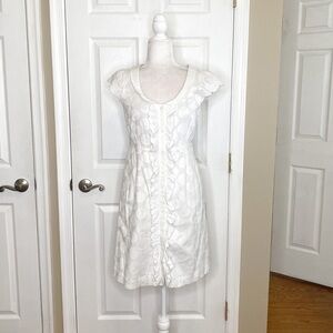 MOULINETTE Soeurs White Sleeveless Polka Dot Dress Eyelet Bohemian